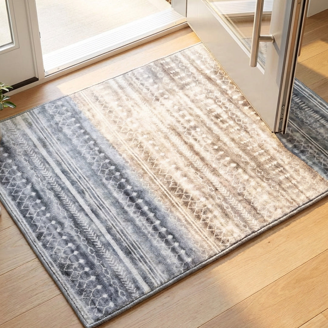 Muddy Mat® Greyline Washable Area Rugs for Living Room, Bedroom & Dining Room – Modern Soft Low Pile Non Slip Carpet – Pet Friendly Waterproof Foldable Rugs for Home