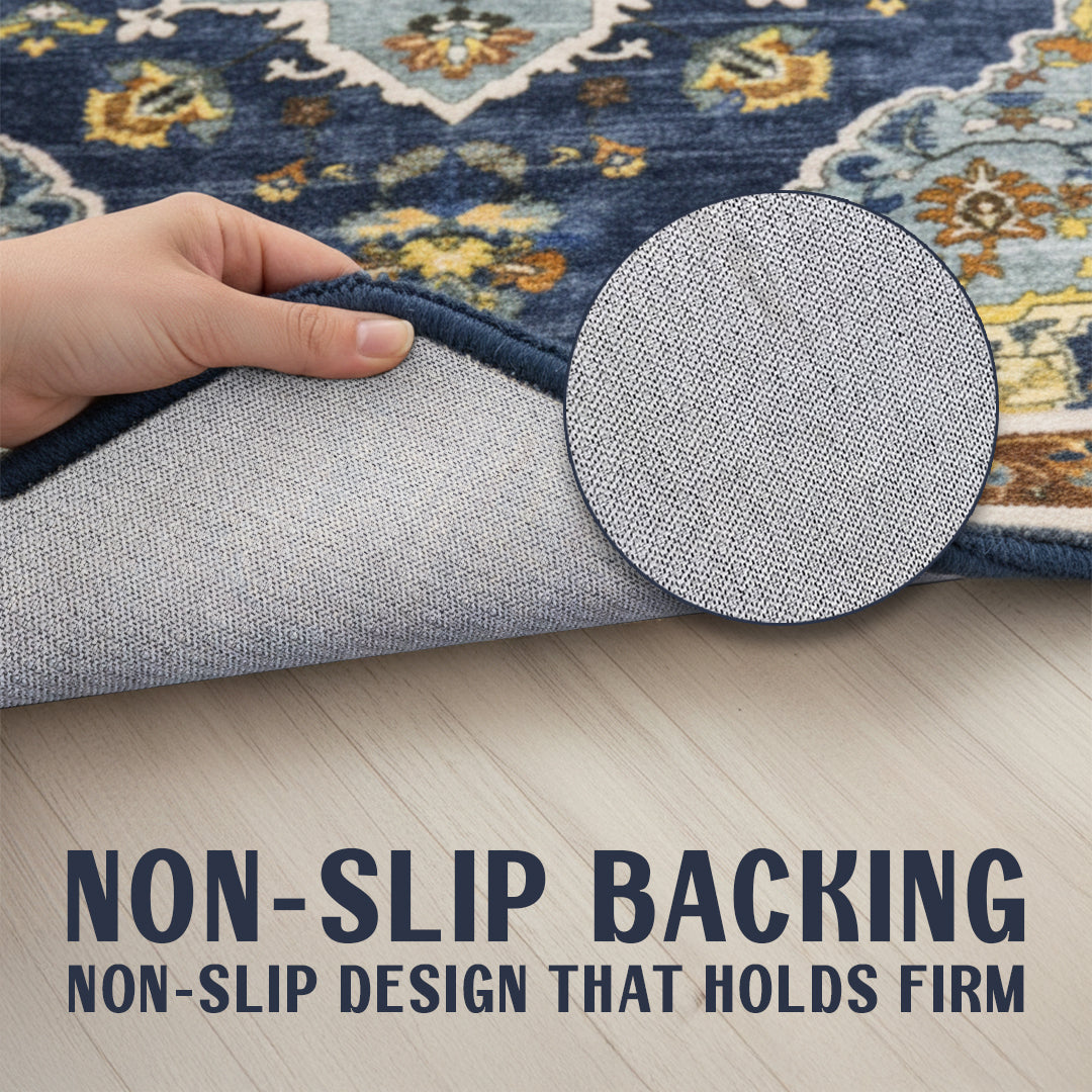 Muddy Mat® Mosaic Washable Area Rugs for Living Room, Bedroom & Dining Room – Modern Soft Low Pile Non Slip Carpet – Pet Friendly Waterproof Foldable Rugs for Home