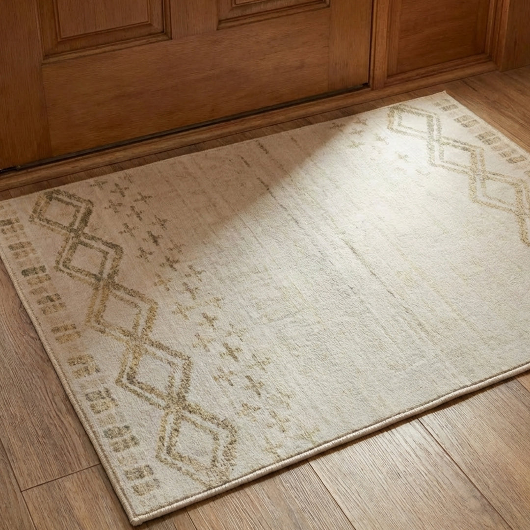 Muddy Mat® Tribal Washable Area Rugs for Living Room, Bedroom & Dining Room – Modern Soft Low Pile Non Slip Carpet – Pet Friendly Waterproof Foldable Rugs for Home