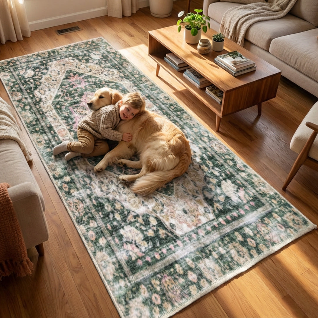 Muddy Mat® Eden Washable Area Rugs for Living Room, Bedroom & Dining Room – Modern Soft Low Pile Non Slip Carpet – Pet Friendly Waterproof Foldable Rugs for Home