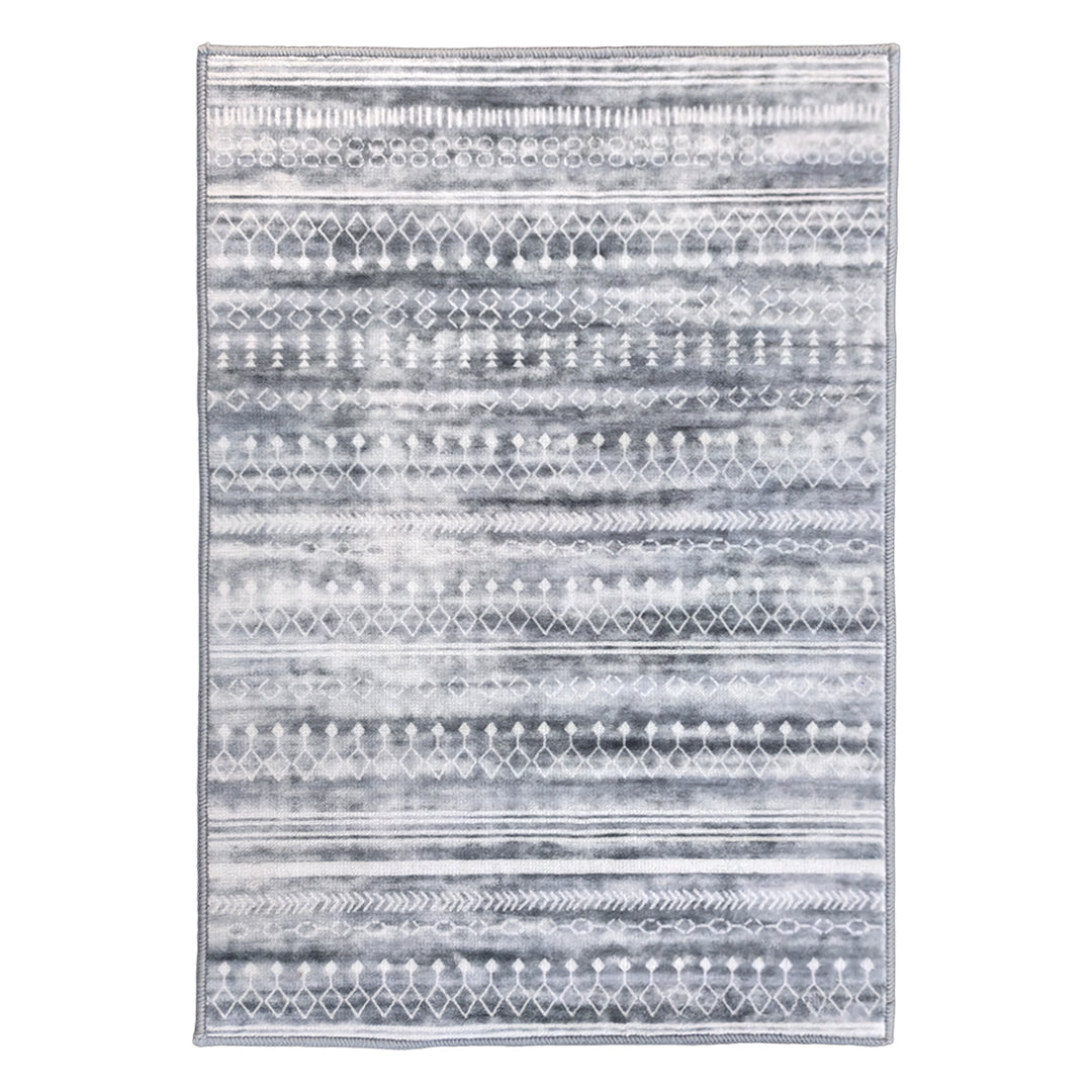 Muddy Mat® Greyline Washable Area Rugs for Living Room, Bedroom & Dining Room – Modern Soft Low Pile Non Slip Carpet – Pet Friendly Waterproof Foldable Rugs for Home