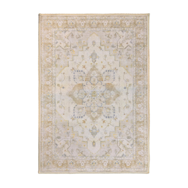 Muddy Mat® Champagne Washable Area Rugs for Living Room, Bedroom & Dining Room – Modern Soft Low Pile Non Slip Carpet – Pet Friendly Waterproof Foldable Rugs for Home