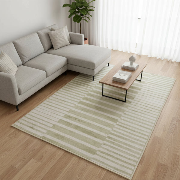 Muddy Mat® Creamline Washable Area Rugs for Living Room, Bedroom & Dining Room – Modern Soft Low Pile Non Slip Carpet – Pet Friendly Waterproof Foldable Rugs for Home