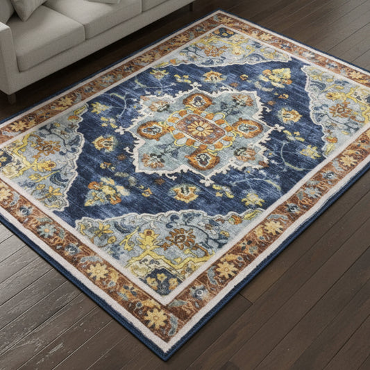 Muddy Mat® Mosaic Washable Area Rugs for Living Room, Bedroom & Dining Room – Modern Soft Low Pile Non Slip Carpet – Pet Friendly Waterproof Foldable Rugs for Home