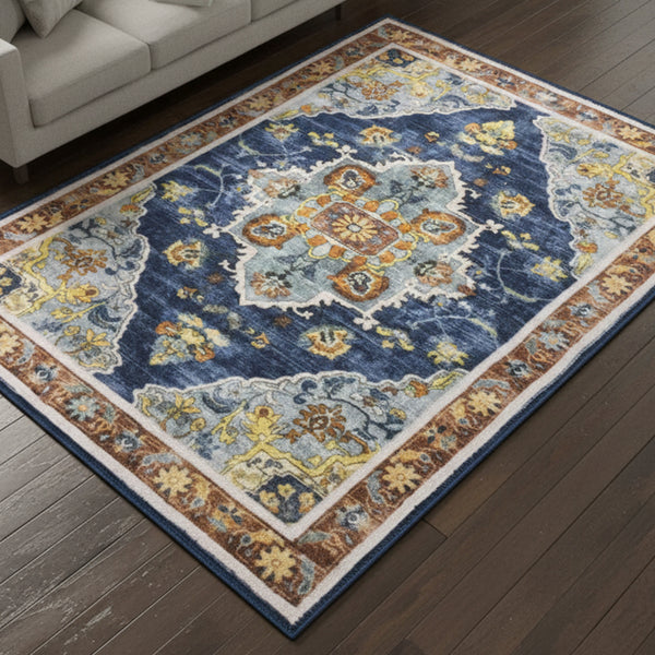 Muddy Mat® Mosaic Washable Area Rugs for Living Room, Bedroom & Dining Room – Modern Soft Low Pile Non Slip Carpet – Pet Friendly Waterproof Foldable Rugs for Home