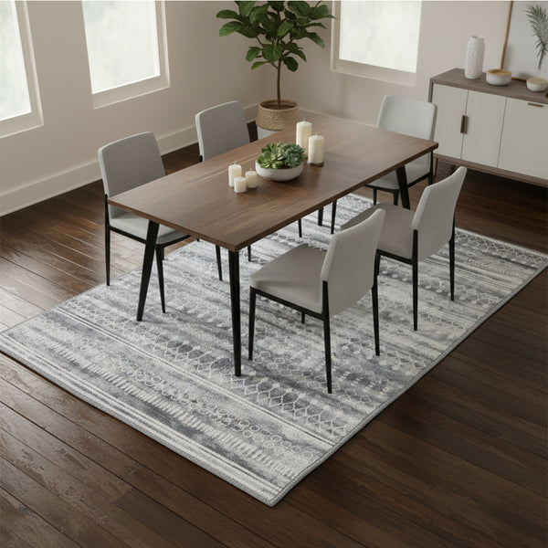 Muddy Mat® Greyline Washable Area Rugs for Living Room, Bedroom & Dining Room – Modern Soft Low Pile Non Slip Carpet – Pet Friendly Waterproof Foldable Rugs for Home