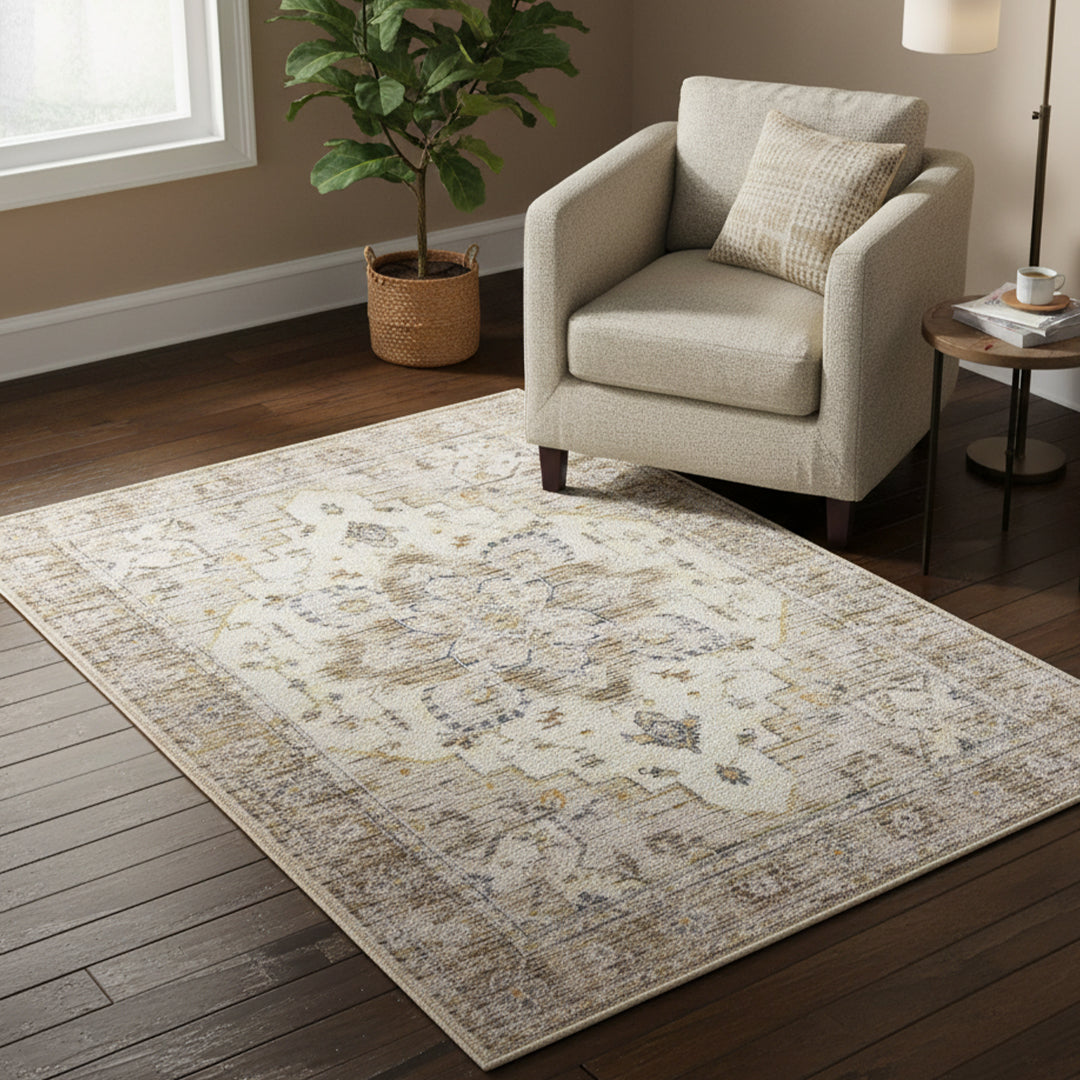 Muddy Mat® Tuscany Washable Area Rugs for Living Room, Bedroom & Dining Room – Modern Soft Low Pile Non Slip Carpet – Pet Friendly Waterproof Foldable Rugs for Home