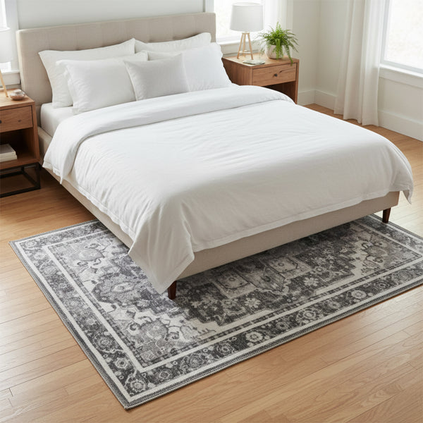 Muddy Mat® Onyx Washable Area Rugs for Living Room, Bedroom & Dining Room – Modern Soft Low Pile Non Slip Carpet – Pet Friendly Waterproof Foldable Rugs for Home