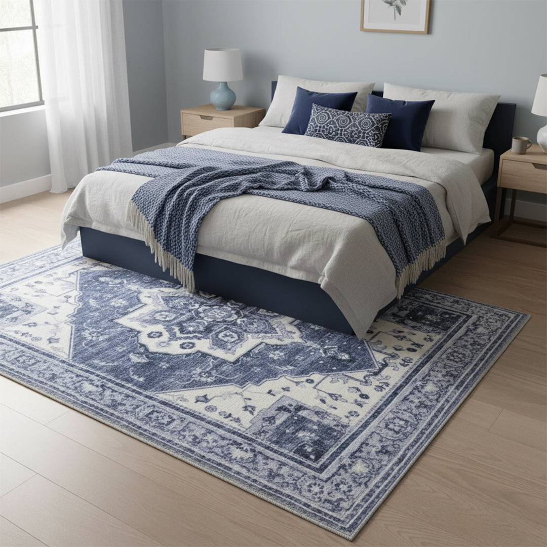 Muddy Mat® Admiral Washable Area Rugs for Living Room, Bedroom & Dining Room – Modern Soft Low Pile Non Slip Carpet – Pet Friendly Waterproof Foldable Rugs for Home