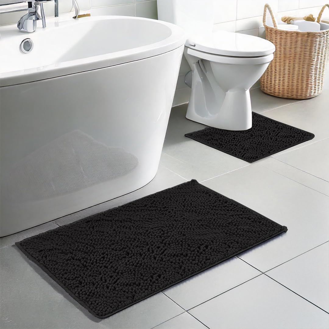 Muddy Mat® Bathroom Rugs set, Bath Mats (20”x30”) with U Shaped Toilet Mat (20”x20”)