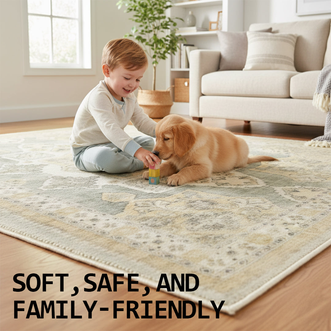 Muddy Mat® Monarch Washable Area Rugs for Living Room, Bedroom & Dining Room – Modern Soft Low Pile Non Slip Carpet – Pet Friendly Waterproof Foldable Rugs for Home