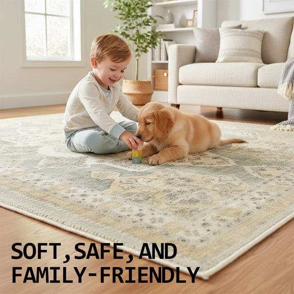 Muddy Mat® Monarch Washable Area Rugs for Living Room, Bedroom & Dining Room – Modern Soft Low Pile Non Slip Carpet – Pet Friendly Waterproof Foldable Rugs for Home