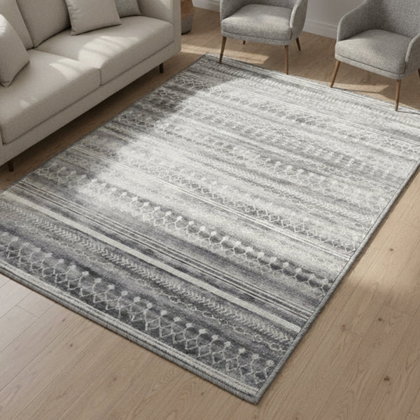Muddy Mat® Greyline Washable Area Rugs for Living Room, Bedroom & Dining Room – Modern Soft Low Pile Non Slip Carpet – Pet Friendly Waterproof Foldable Rugs for Home