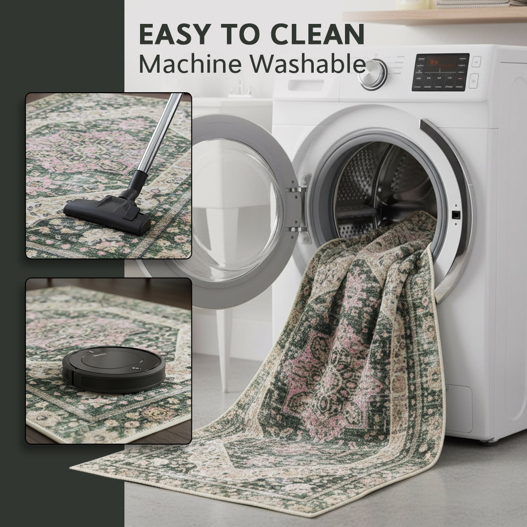 Muddy Mat® Eden Washable Area Rugs for Living Room, Bedroom & Dining Room – Modern Soft Low Pile Non Slip Carpet – Pet Friendly Waterproof Foldable Rugs for Home