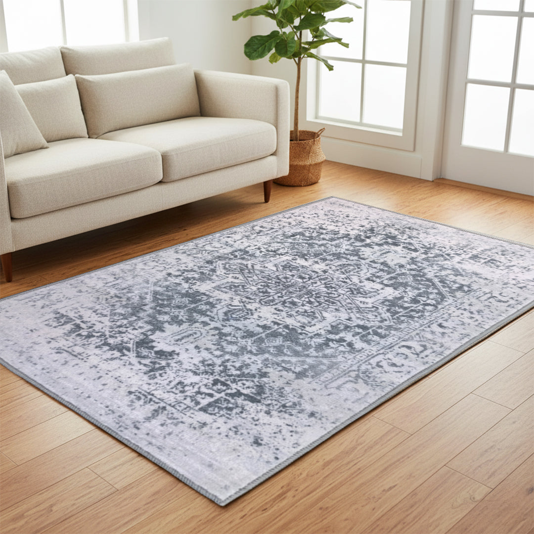 Muddy Mat® Frostbell Washable Area Rugs for Living Room, Bedroom & Dining Room – Modern Soft Low Pile Non Slip Carpet – Pet Friendly Waterproof Foldable Rugs for Home