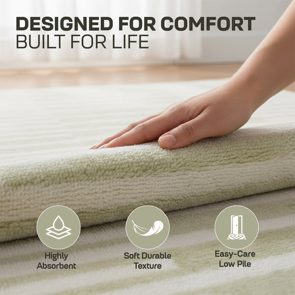 Muddy Mat® Creamline Washable Area Rugs for Living Room, Bedroom & Dining Room – Modern Soft Low Pile Non Slip Carpet – Pet Friendly Waterproof Foldable Rugs for Home