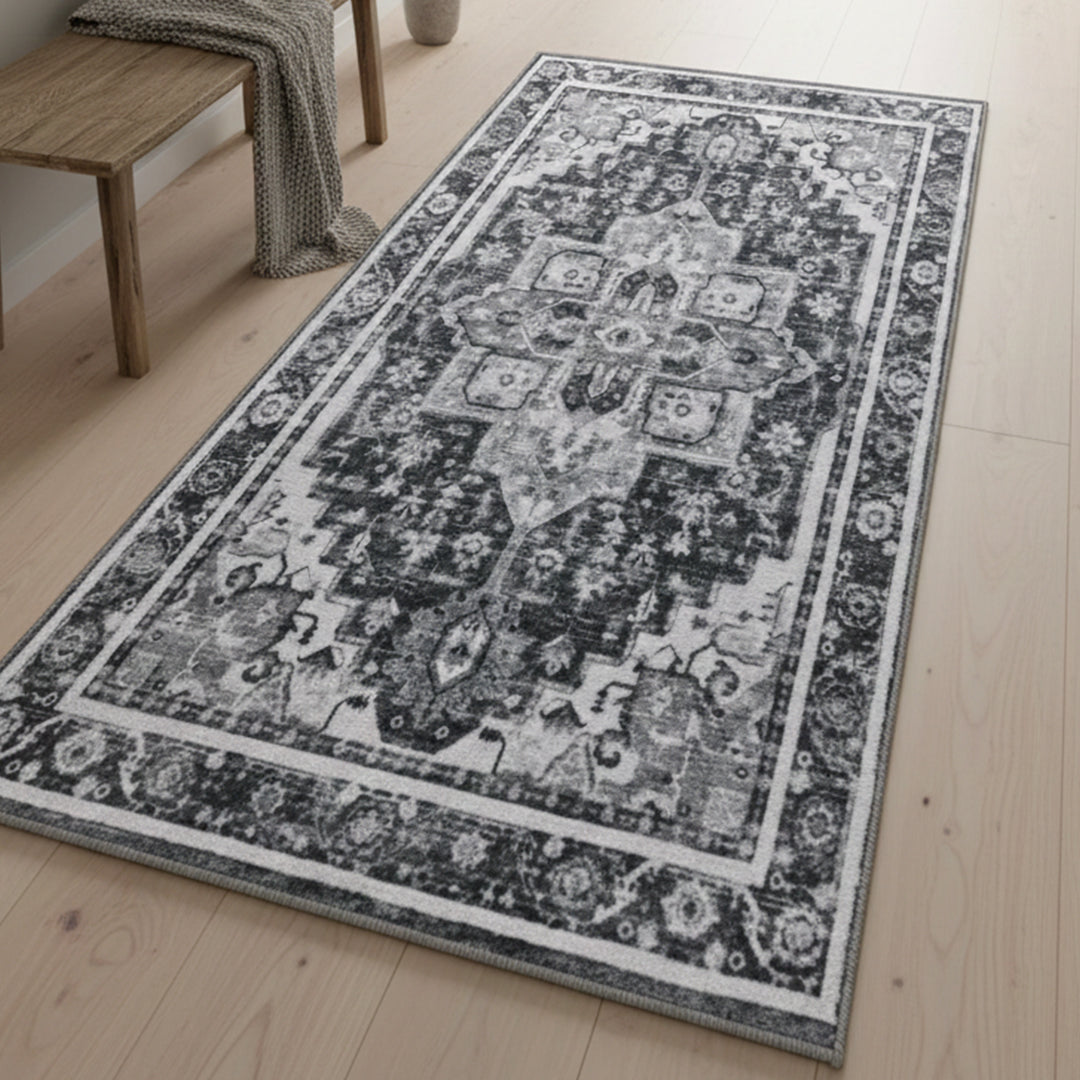 Muddy Mat® Onyx Washable Area Rugs for Living Room, Bedroom & Dining Room – Modern Soft Low Pile Non Slip Carpet – Pet Friendly Waterproof Foldable Rugs for Home