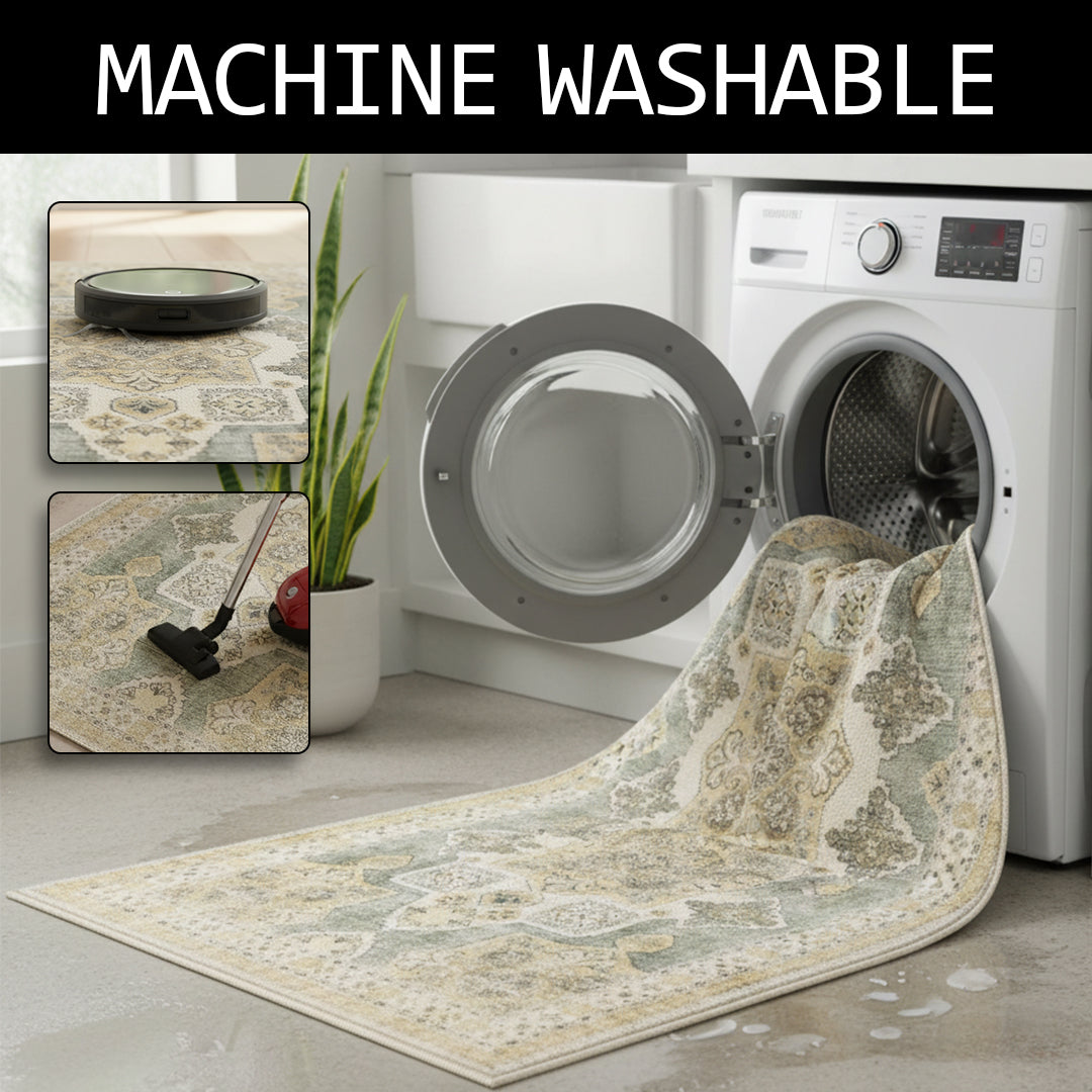 Muddy Mat® Monarch Washable Area Rugs for Living Room, Bedroom & Dining Room – Modern Soft Low Pile Non Slip Carpet – Pet Friendly Waterproof Foldable Rugs for Home