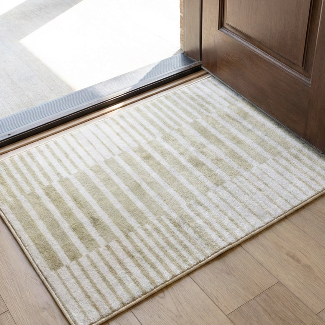 Muddy Mat® Creamline Washable Area Rugs for Living Room, Bedroom & Dining Room – Modern Soft Low Pile Non Slip Carpet – Pet Friendly Waterproof Foldable Rugs for Home