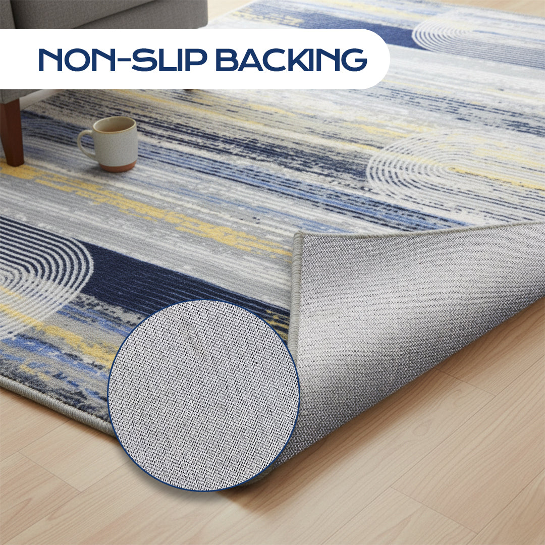 Muddy Mat® Horizon Washable Area Rugs for Living Room, Bedroom & Dining Room – Modern Soft Low Pile Non Slip Carpet – Pet Friendly Waterproof Foldable Rugs for Home