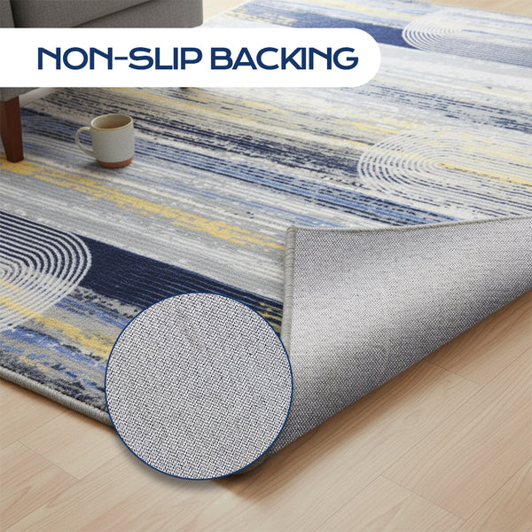 Muddy Mat® Horizon Washable Area Rugs for Living Room, Bedroom & Dining Room – Modern Soft Low Pile Non Slip Carpet – Pet Friendly Waterproof Foldable Rugs for Home